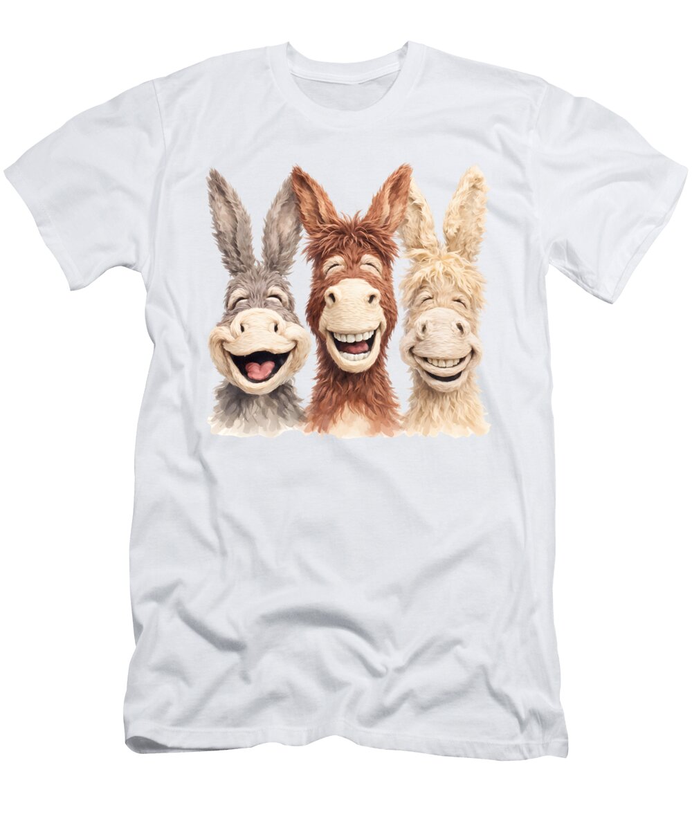 Three Laughing Donkeys Mounir Khalfouf T-Shirt