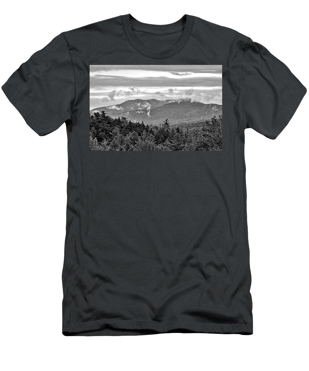 Three Sisters and Hedgehog Mountain White Mountains Black and White New Hampshire Brendan Reals T-Shirt