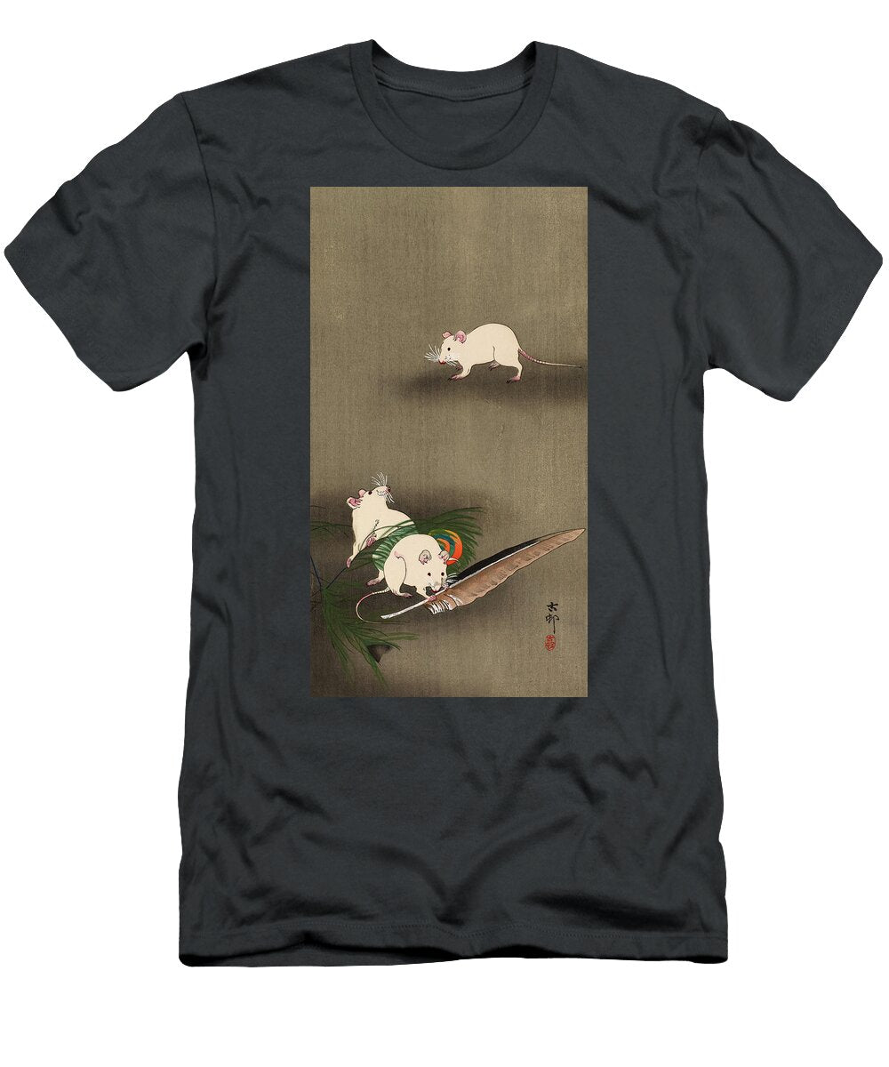 Three White Mice and a Feather 1910 Ohara Koson T-Shirt