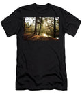 Tranquil Forest with Sunlight Coming Through Trees Johan Ferret T-Shirt