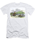 Trappers Finding a Beaver Caught in One of Their Traps Colouring Engraving of the 19th Century American School T-Shirt