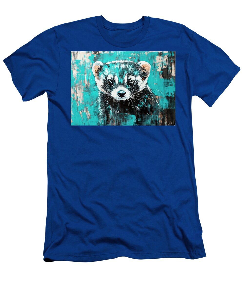 Turquoise Ferret with Playful Design Grover Mcclure T-Shirt