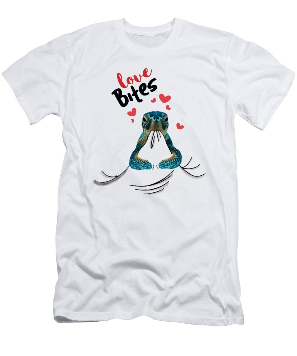 Turtle Love Bites Valentines Gifts Ideas Fancy Lifestyle Art T-Shirt