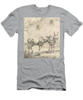 Two Donkeys Standing in a Grassy Yard One in Profile View Facing Right Karel Dujardin T-Shirt
