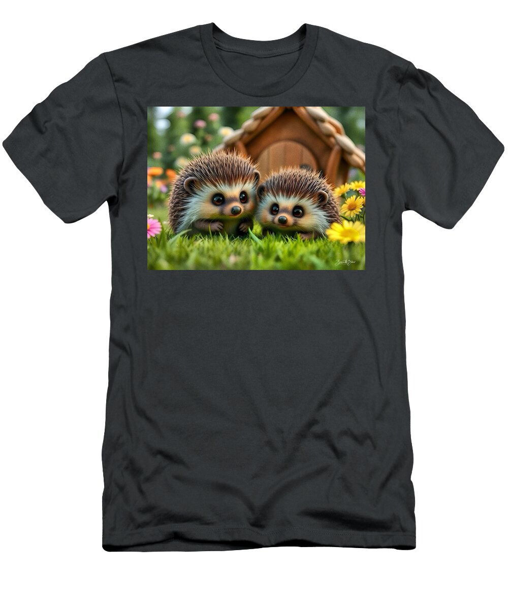 Two Happy Hedgehogs Barbara Zahno T-Shirt