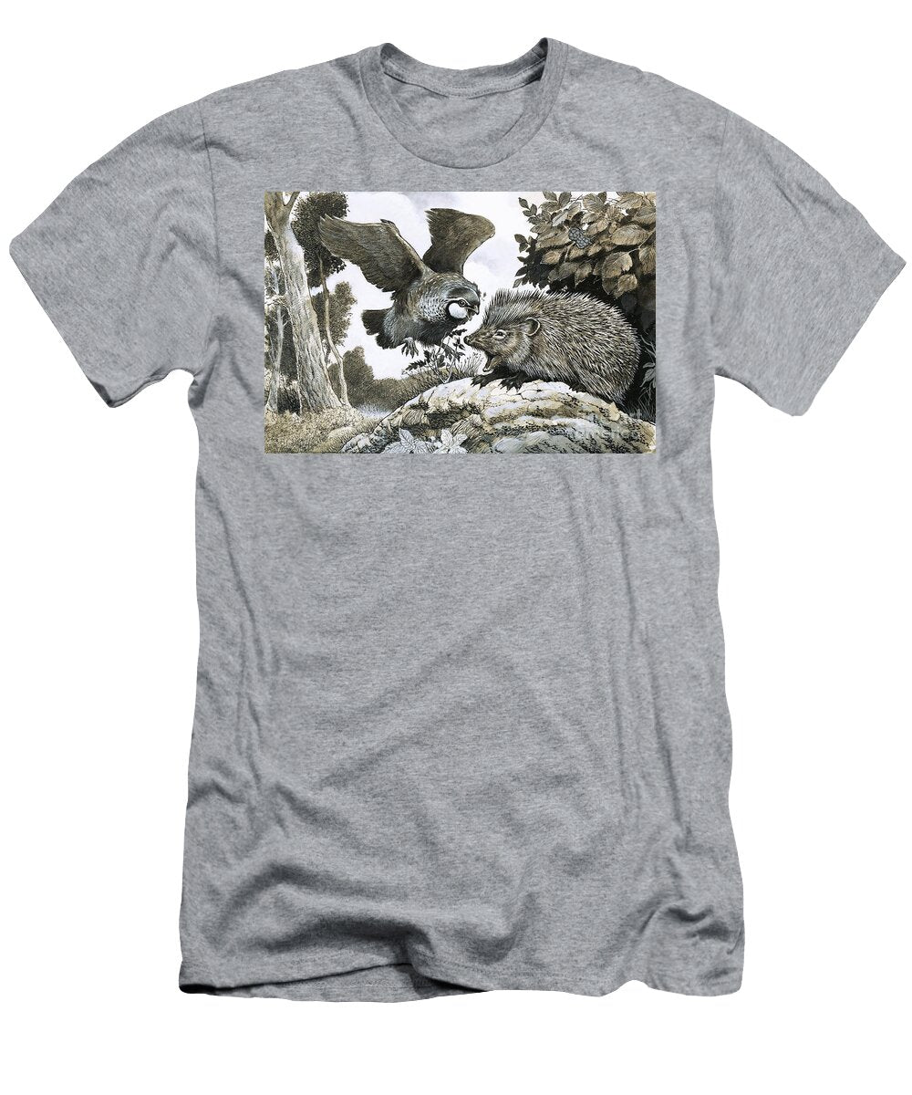 Unidentified Bird Attacking a Hedgehog Gw Backhouse T-Shirt