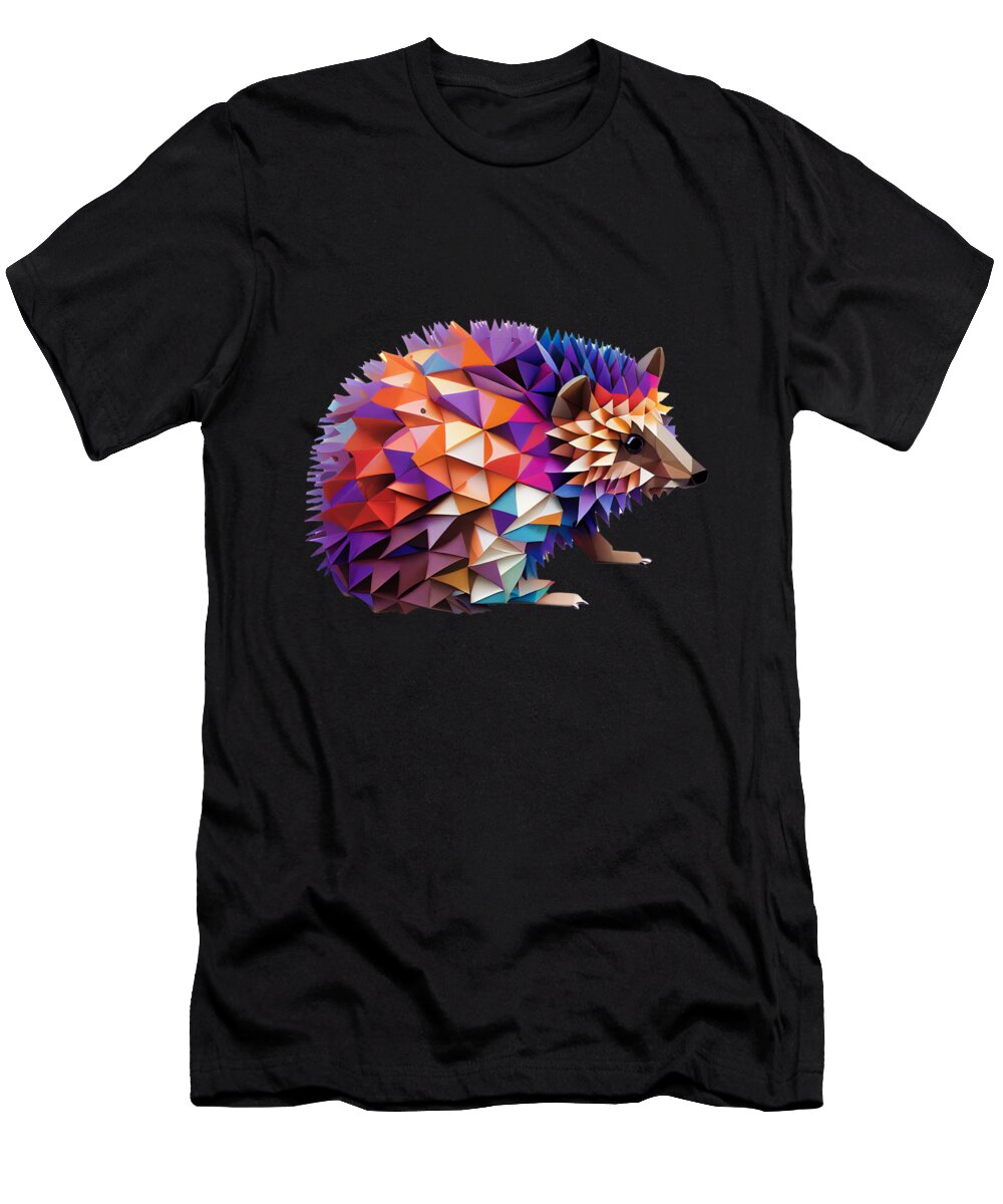 Vibrant Origami Hedgehog About Passion Art T-Shirt