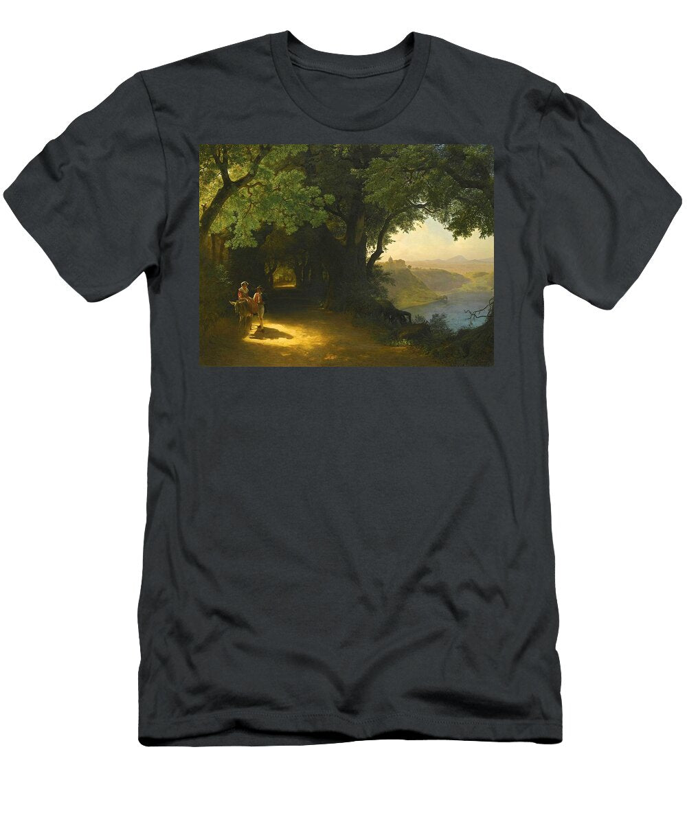View of Castel Gandolfo and Lake Albano Lev Feliksovich Lagorio T-Shirt