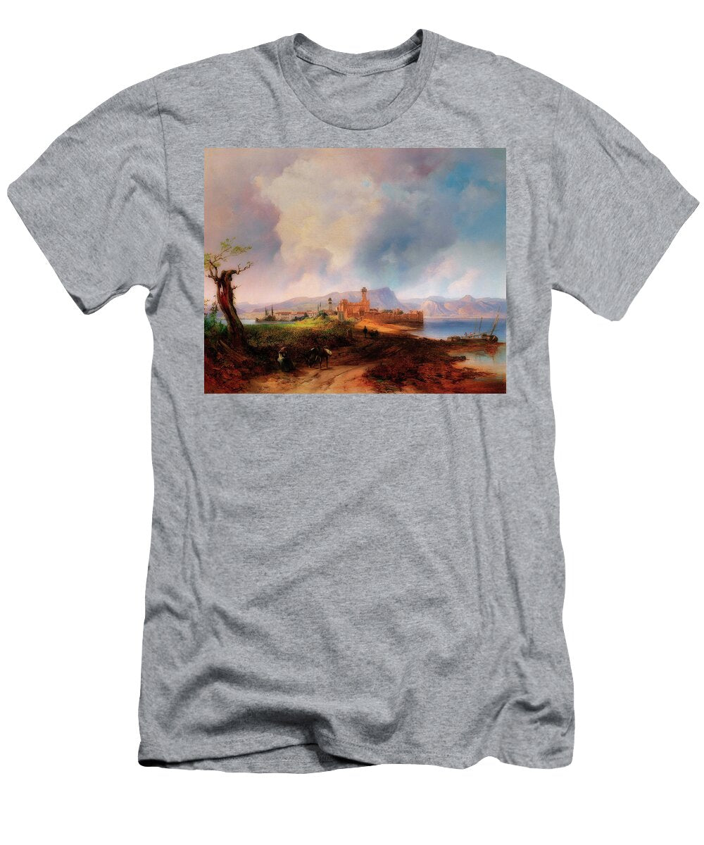 View of Castell Sermio on the Island of Sirmione on Lake Garda Anton Hansch T-Shirt