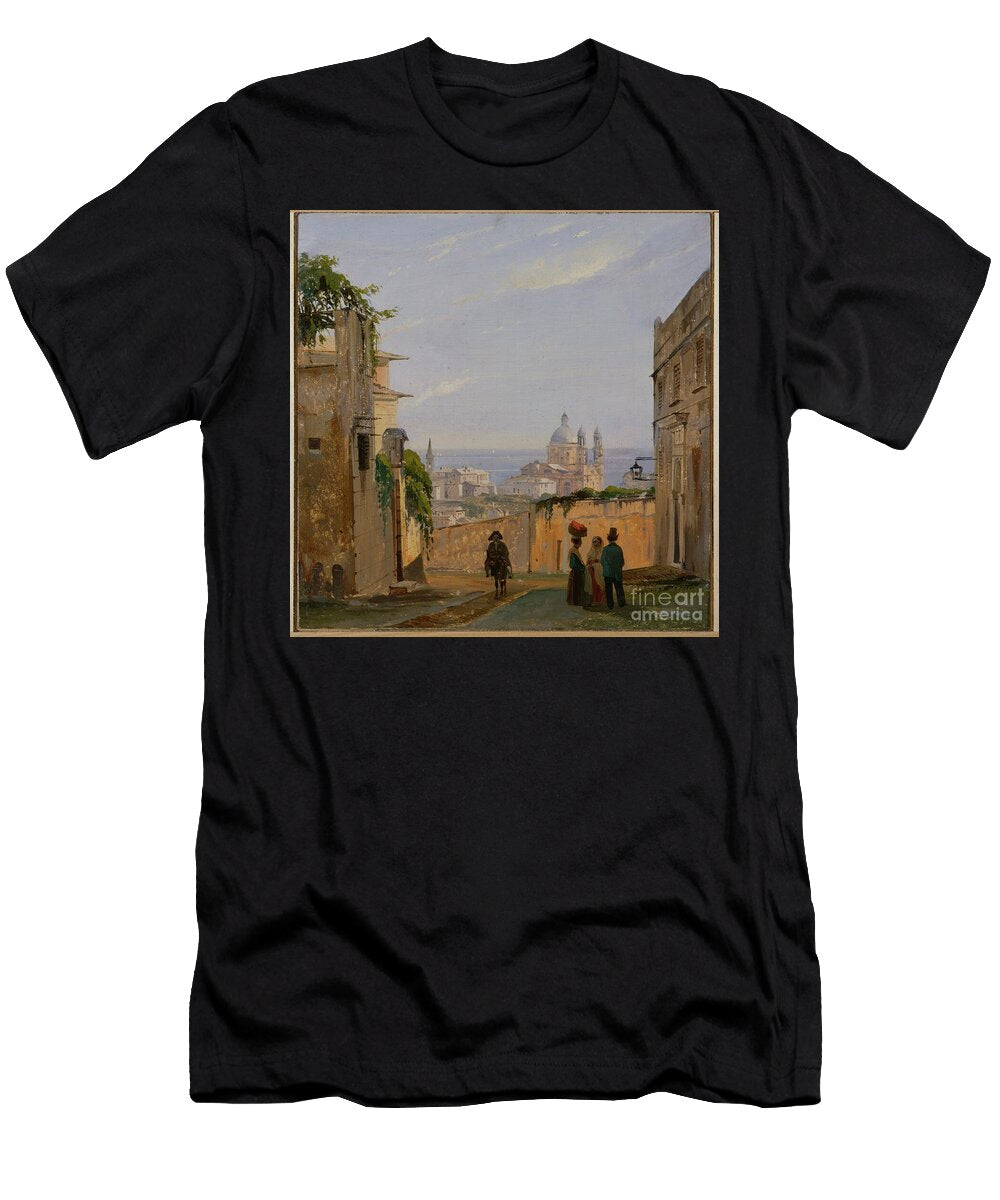 View of Santa Maria Assunta Di Carignano Genoa Italy 1851 Oil on Canvas Board Ippolito Caffi T-Shirt