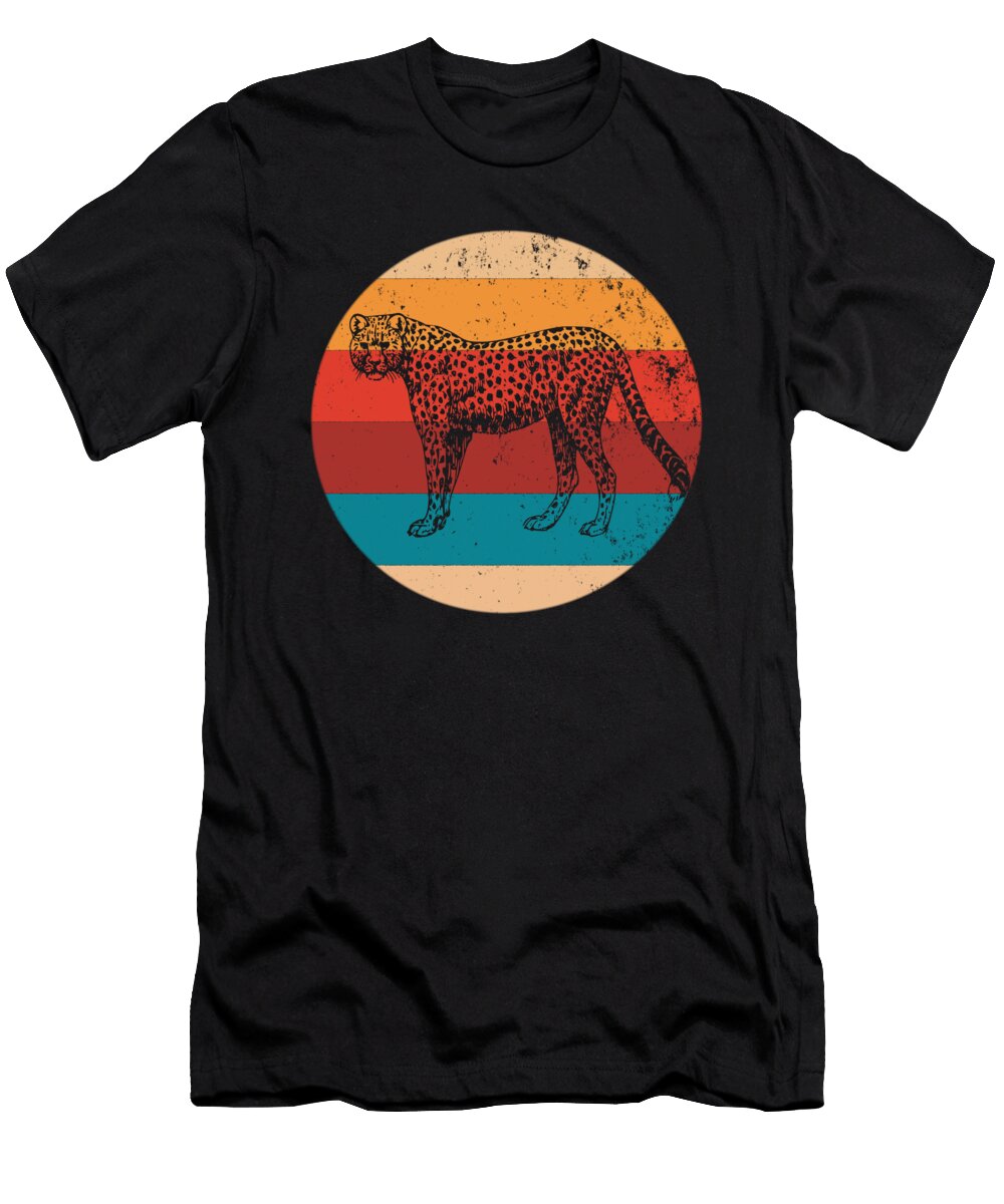 Vintage Cheetah Lover Retro Big Cat Silhouette Gift Art Grabitees T-Shirt