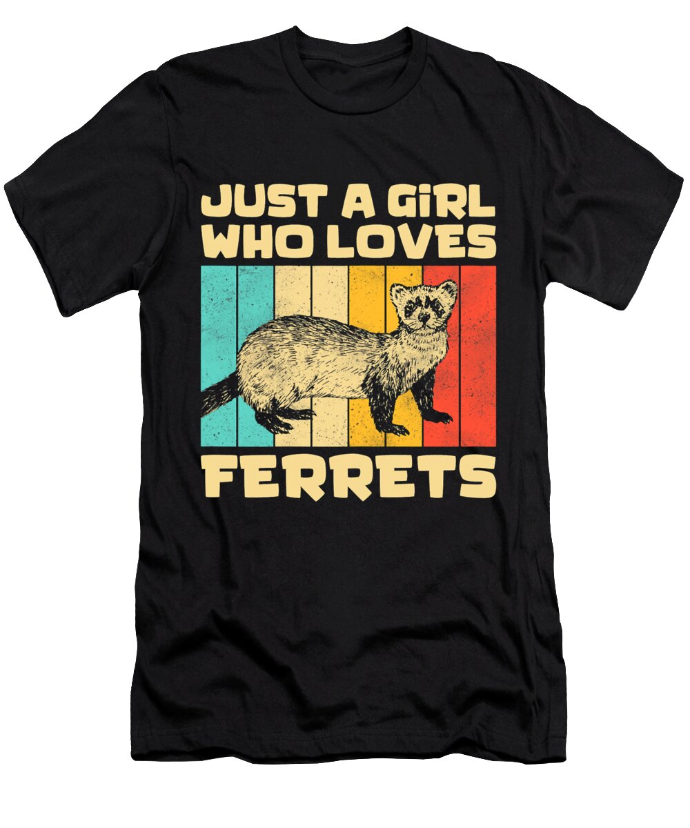 Vintage Ferrets Lovers Just a Girl Who Loves Ferrets Grover Mcclure T-Shirt