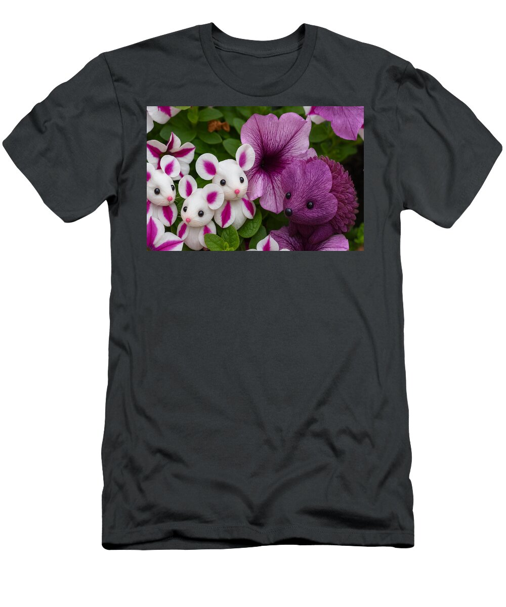 Violet Hedgehog and Floral Mice Sandra Vega T-Shirt