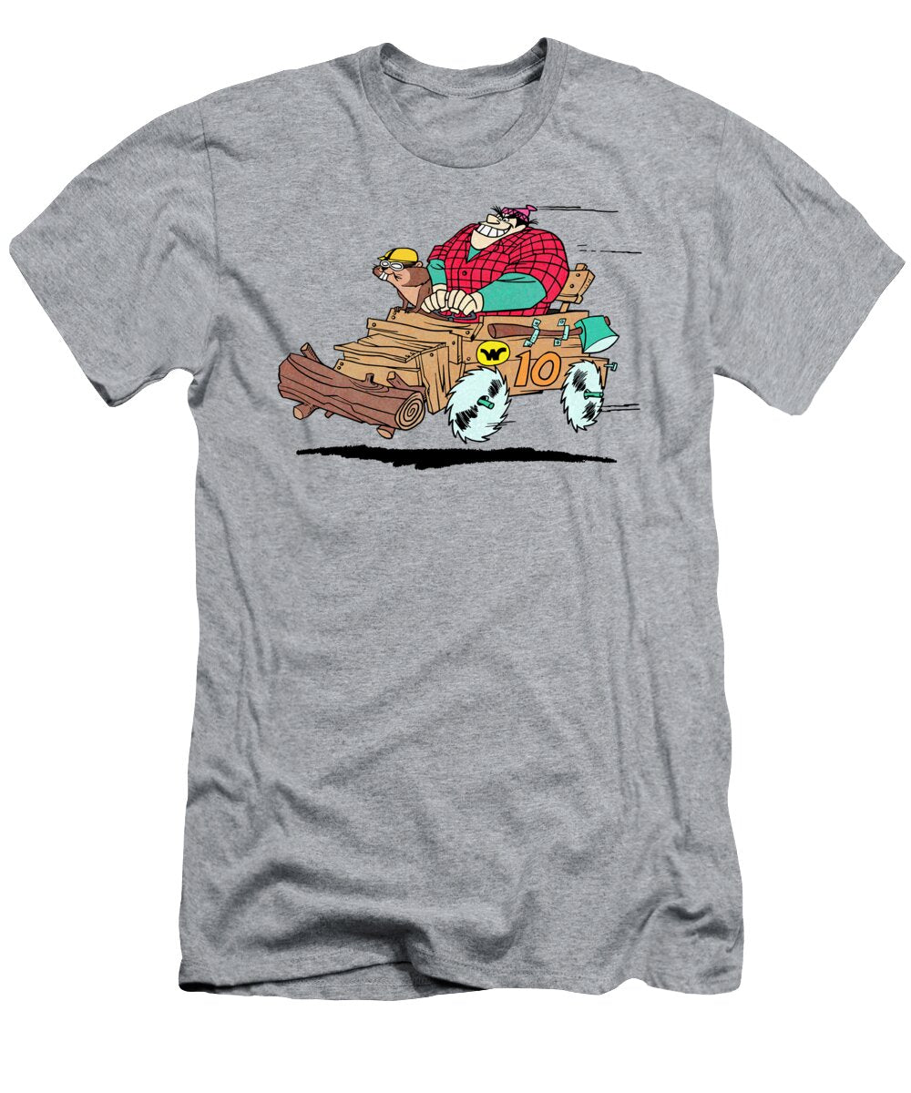 Wacky Races Buzz Wagon with Lumberjack and Beaver Characters Glen Evans T-Shirt