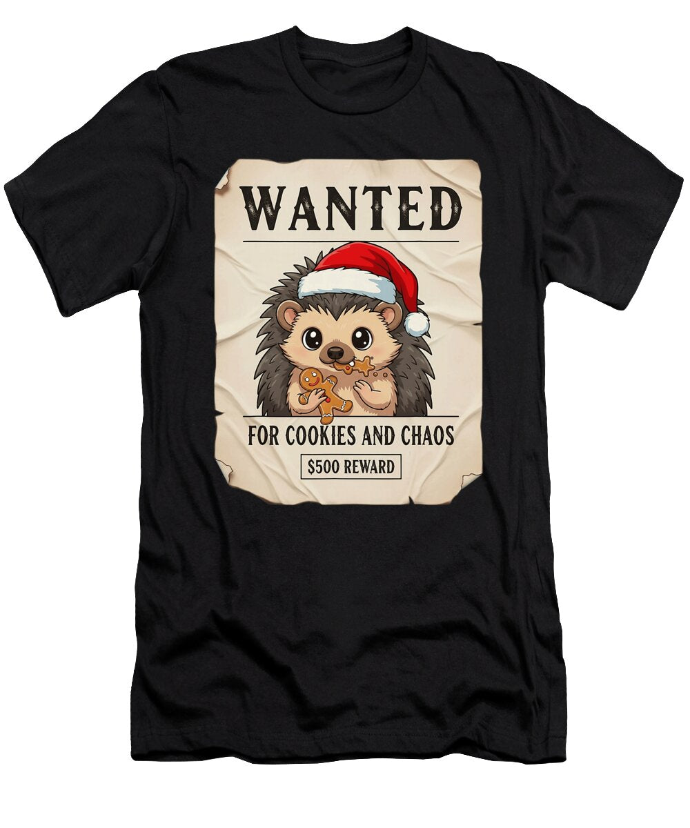 Wanted for Cookies and Chaos Funny Hedgehog Zyneu Gangd T-Shirt