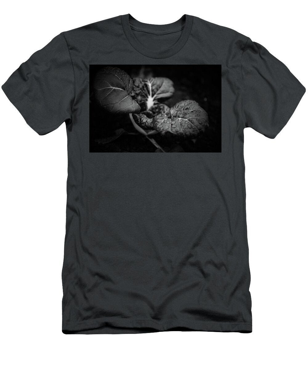 Water on Bok Choy in Black and White Greg Mimbs T-Shirt