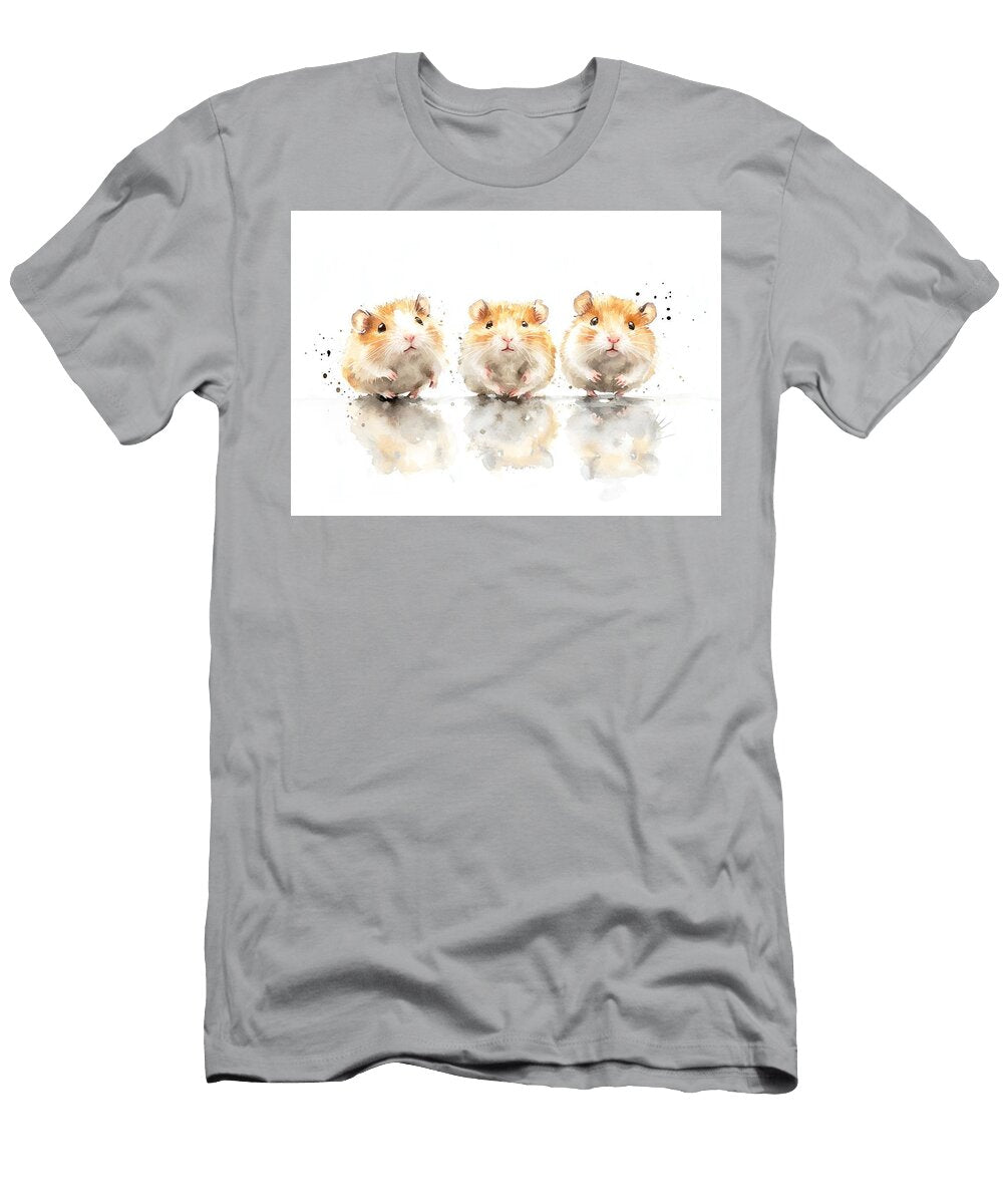 Watercolor Animal Art Three Feisty Hamsters Cute Little Hamsters Giunia Sigworth T-Shirt