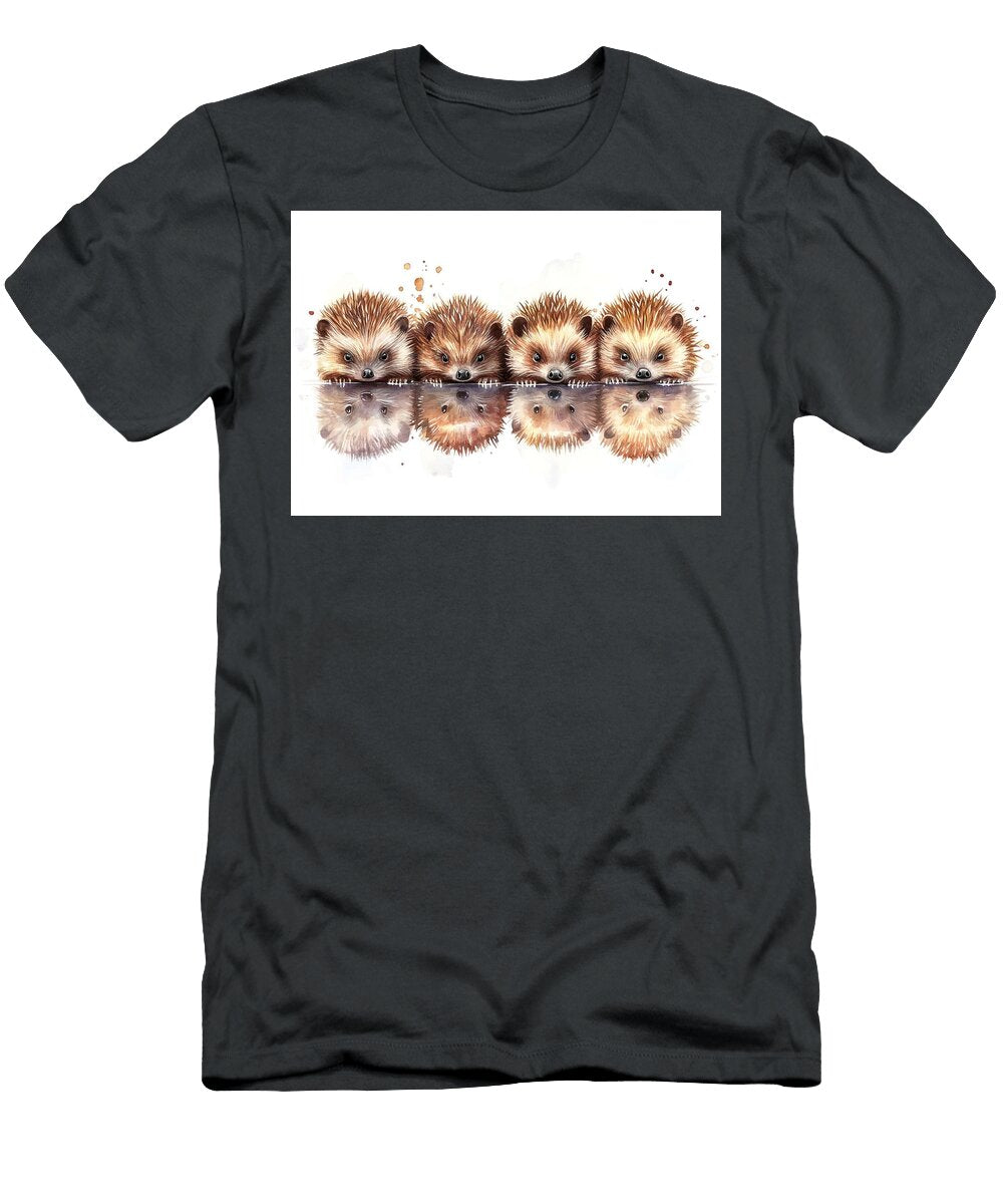 Watercolor Animal Four Cozy Hedgehogs Cute Hedgehog Art Giunia Sigworth T-Shirt