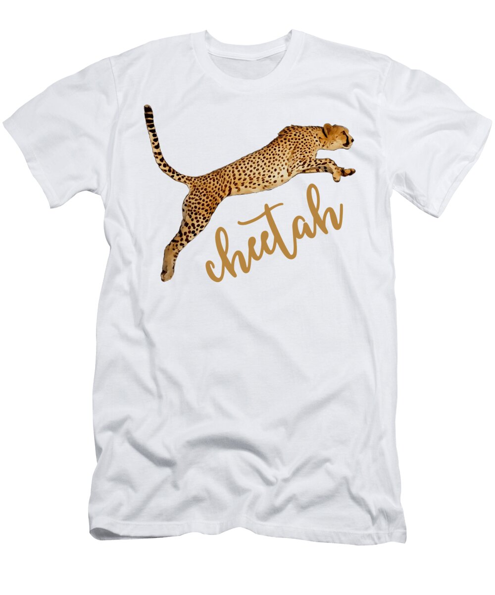 Watercolor Cheetah Leopard Background Realistic Leopard Running Wild Animals Mounir Khalfouf T-Shirt