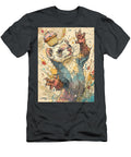 Whimsical Ferret with Cupcake Artistic Animal Portrait Grover Mcclure T-Shirt