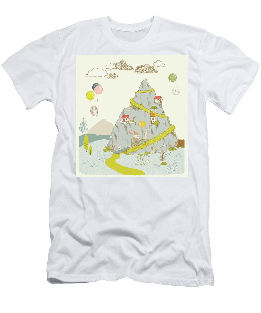 Whimsical Mountain and Animal Art for Kids Matthias Hauser T-Shirt