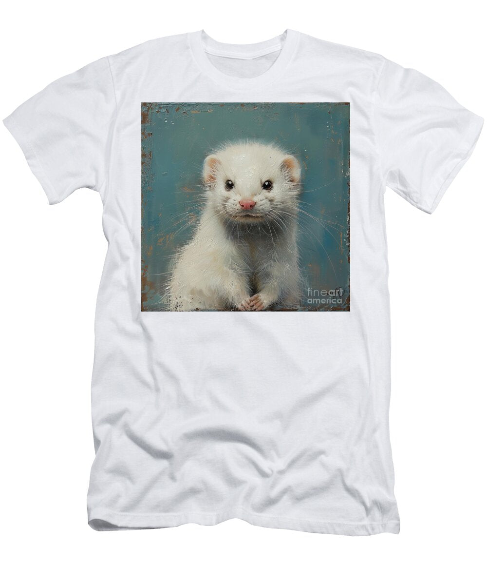 White Ferret on Blue Elisabeth Lucas T-Shirt