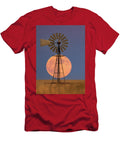 Windmill Silhouette Against Full Moon Darren White T-Shirt