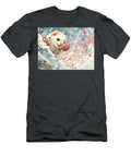 Winter Scene a Fluffy Least Weasel Popping Out of a Snow Bank Holding Fluffy Fur Cute Animal Elmer Powers T-Shirt