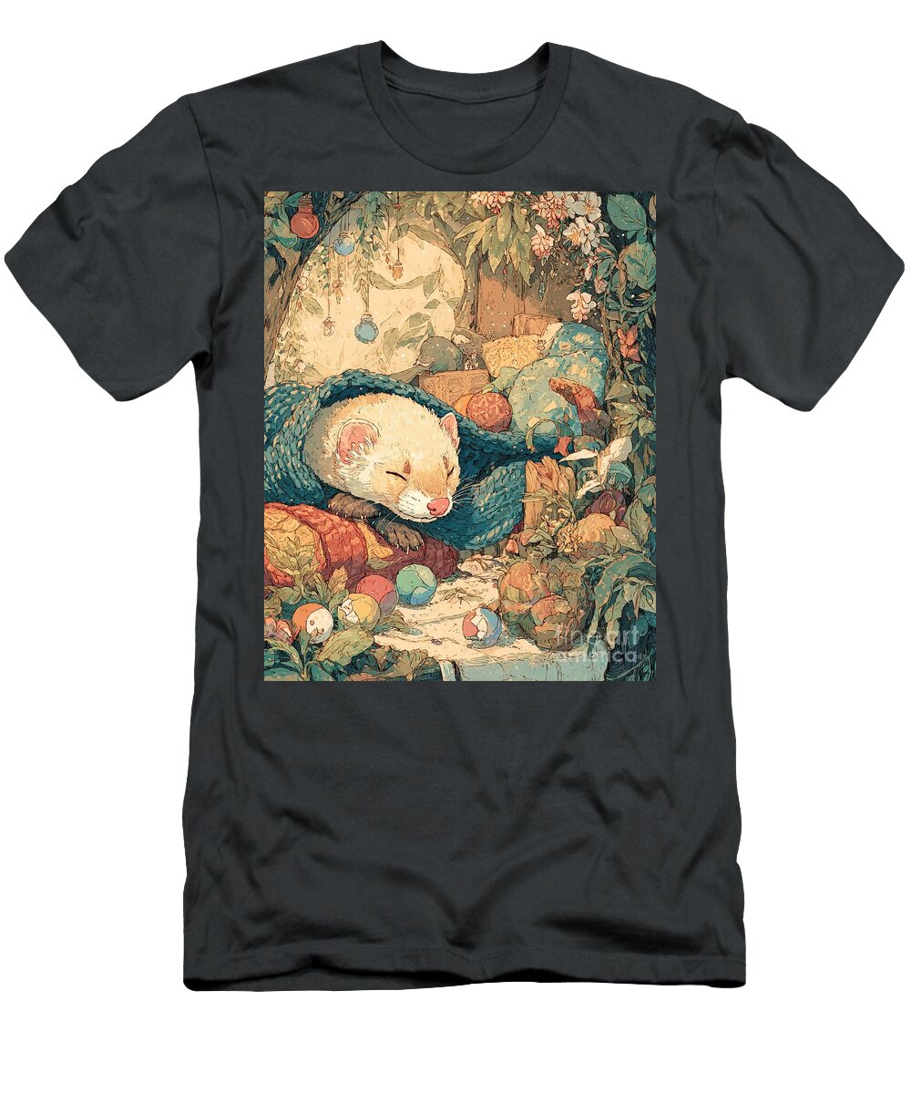Winter Scene Cozy Atmosphere Fennec Fox in a Winter Wonderland Cute Animal Clint Mclaughlin T-Shirt