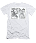 Witches Disguised As Animals Riding a Broomstick Left and Male Witch Riding a Wolf Right Italian School T-Shirt