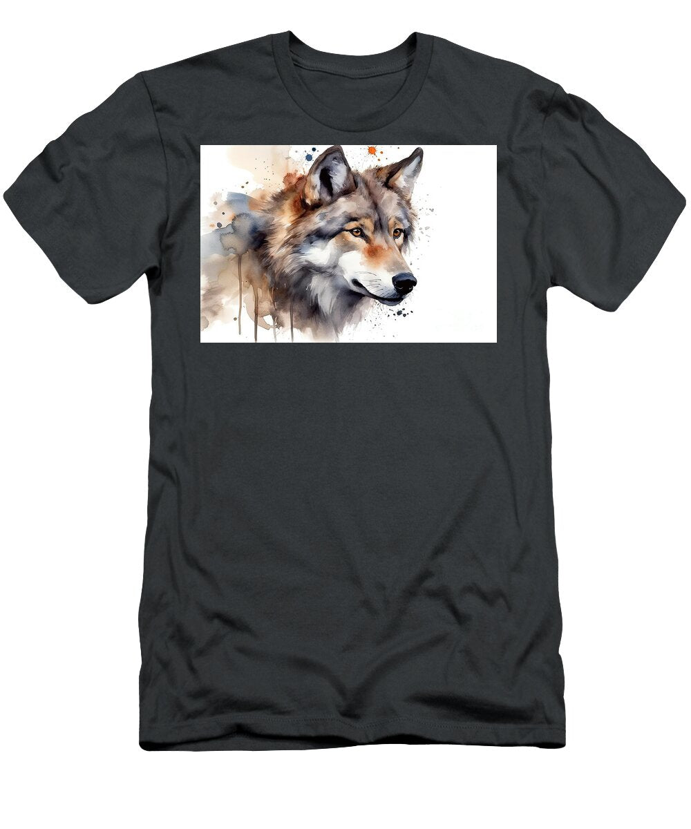Wolf Head Animal Watercolor Illustration Isolated on White Ba N Akkash T-Shirt