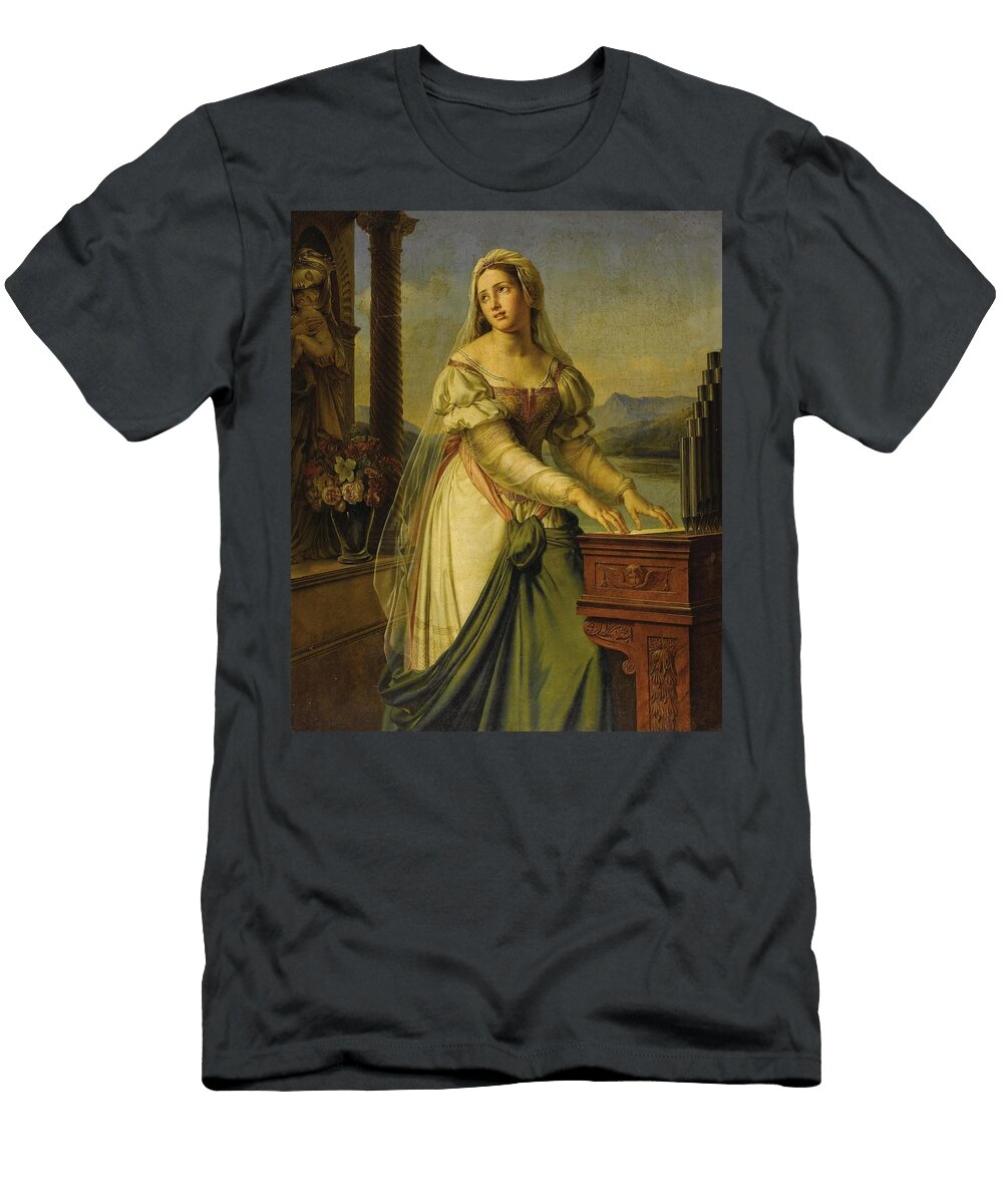 Woman At the Organ Before a Statue of the Virgin and Child Mariephilippe Coupin De LA Couperie French T-Shirt