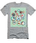 Woman Running Inside of Cogs Balancing Ikon Ikon Images T-Shirt