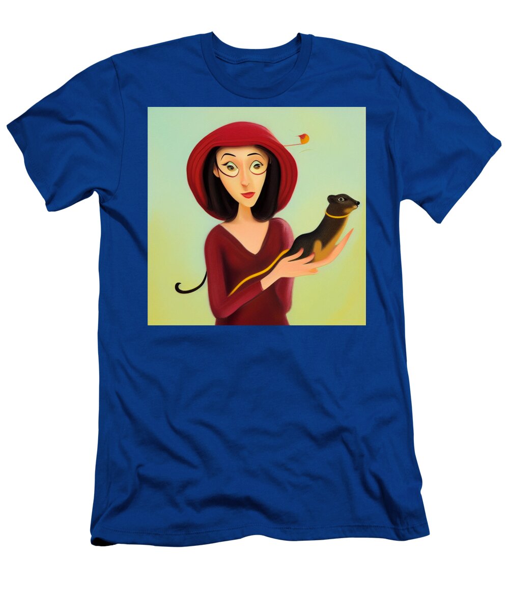 Woman with Ferret Caterina Christakos T-Shirt