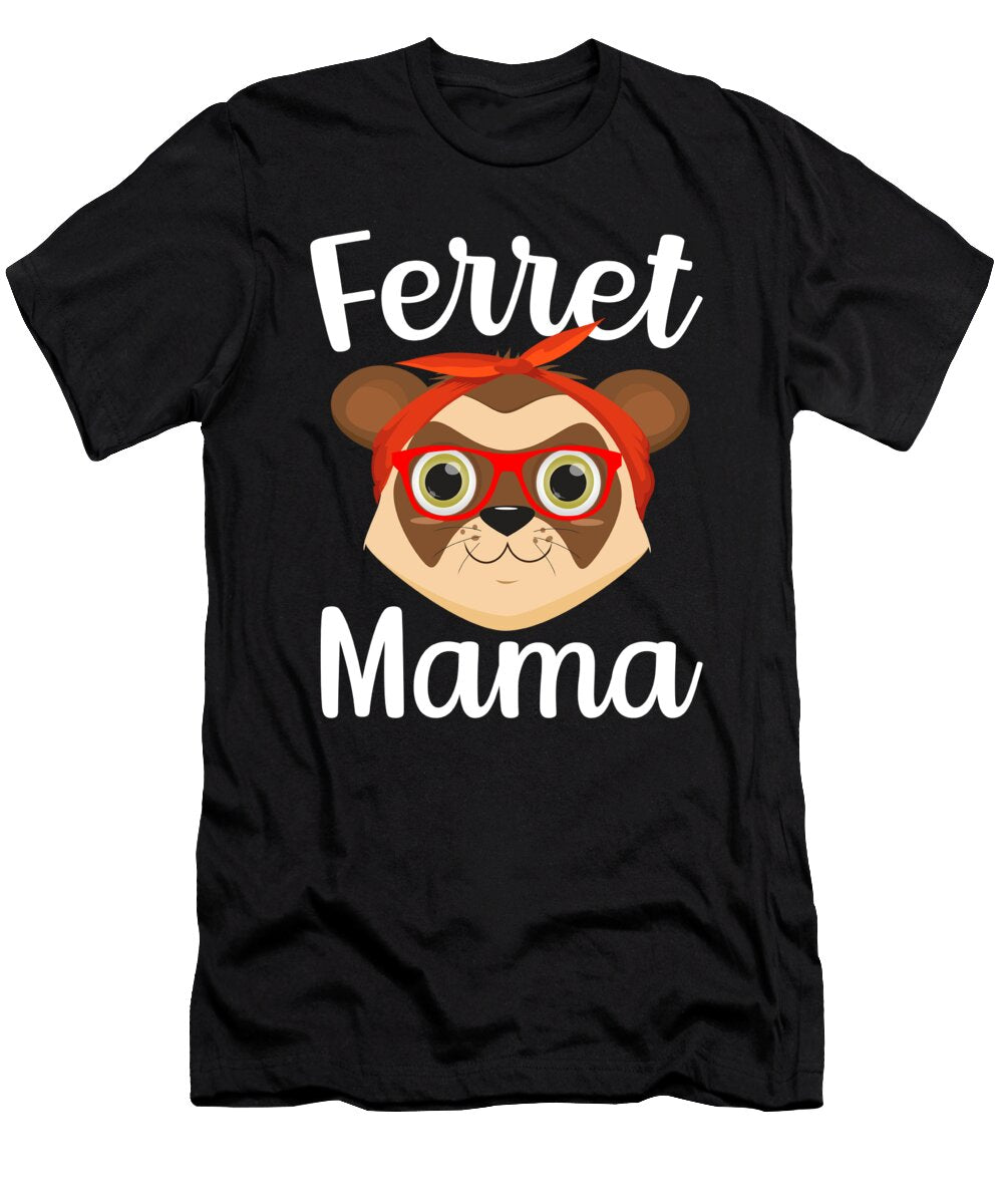 Womens Ferret Mama Red Bandanna Funny Weasel Haselshirt T-Shirt