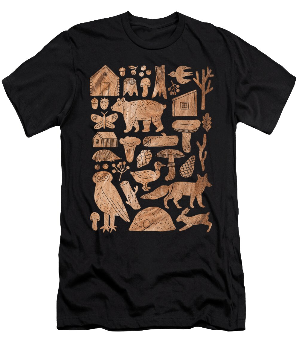 Woodcut Forest Life Amanda Lakey T-Shirt
