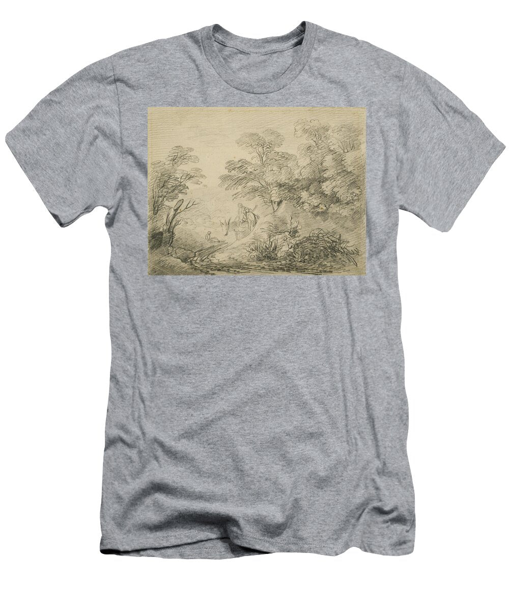 Wooded Landscape with Donkey and Figures Thomas Gainsborough T-Shirt