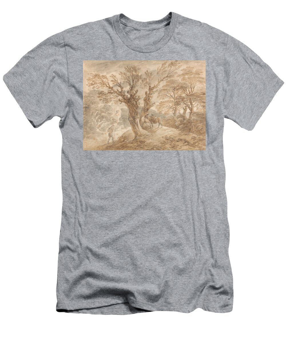 Wooded Landscape with Peasant and Donkeys Thomas Gainsborough T-Shirt