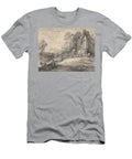 Wooded Landscape with Peasant Reading an Inscription on a Tombstone Beside a Ruined Church Figures Donkey Sheep and Distant Mountains Thomas Gainsborough T-Shirt
