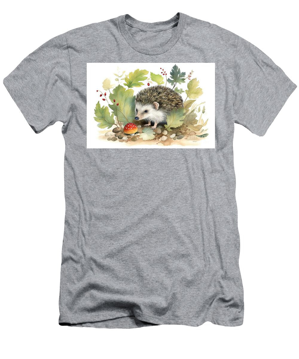 Woodland Stories Watercolor Illustration Hedgehog N Akkash T-Shirt