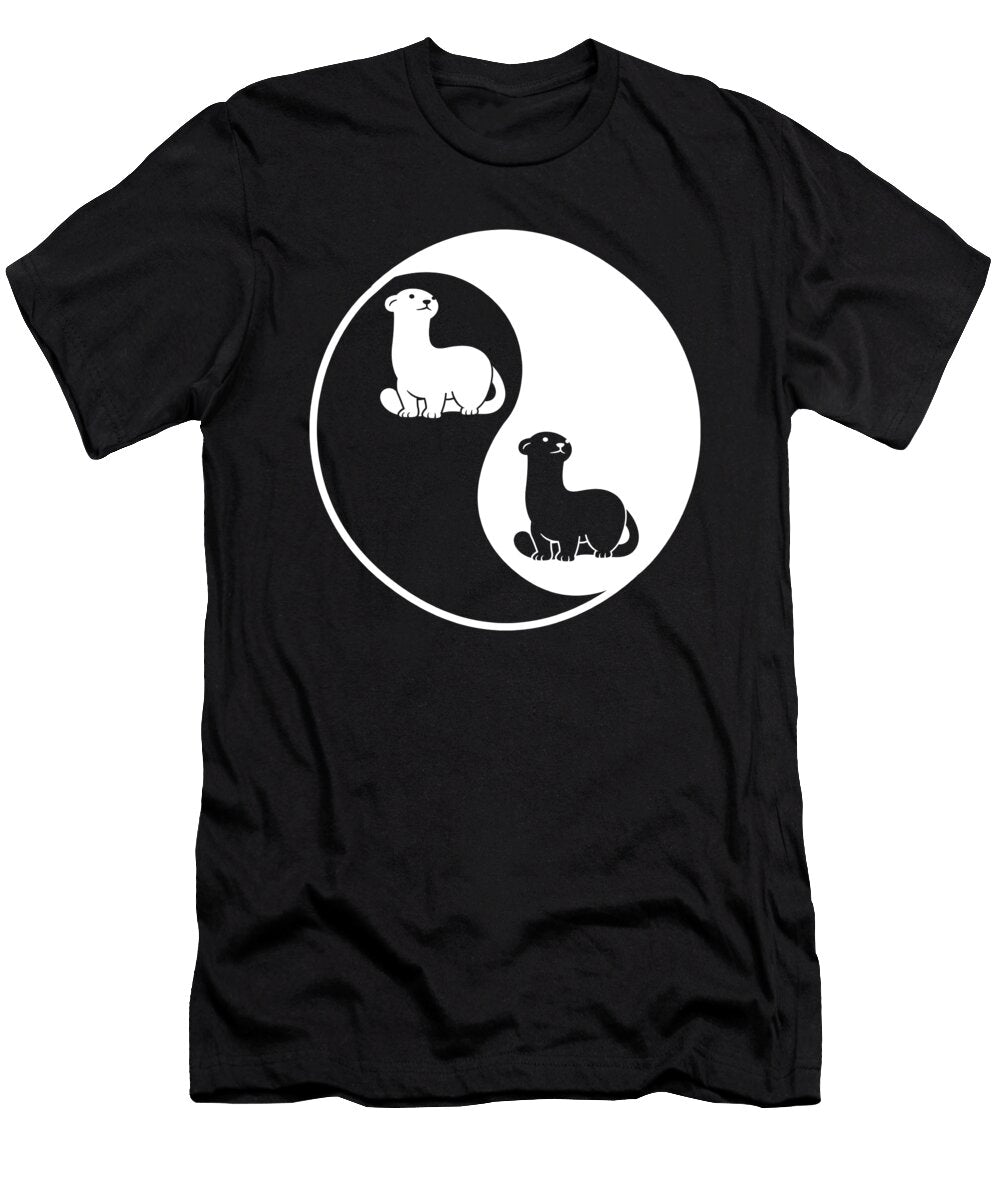 Yin and Yang Ferret on Black Background Tenshirt T-Shirt