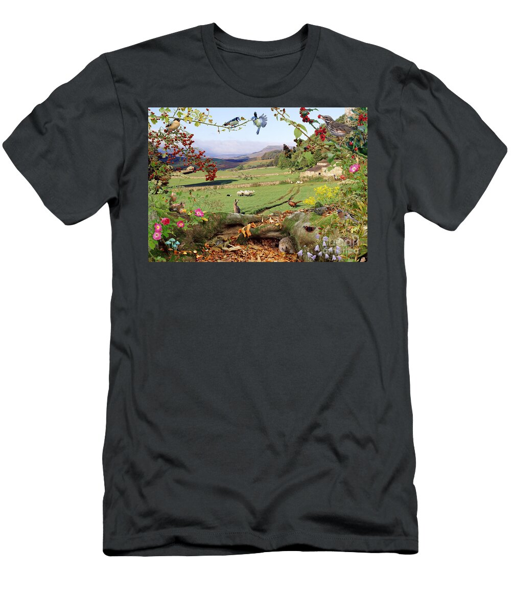 Yorkshire Dales Hedgerow Warren Photographic T-Shirt